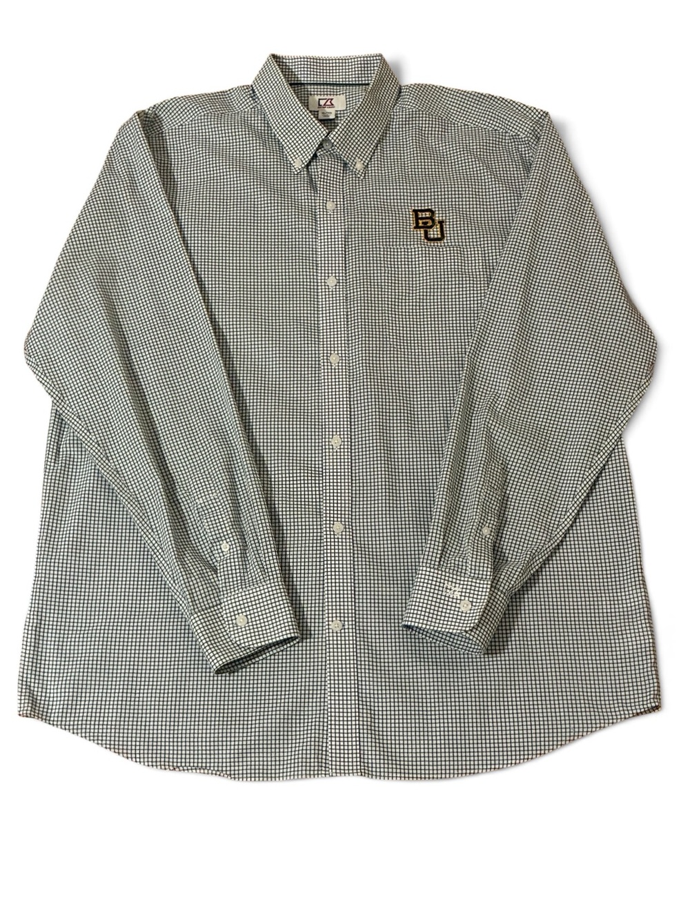 Cutter & Buck Baylor Bears Men's XL Gingham Button Down Dress Shirt Long Sleeve